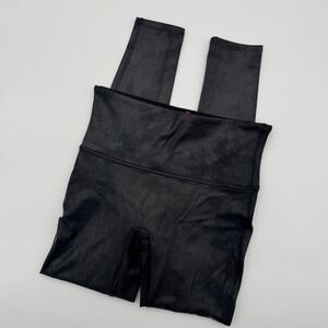 Spanx Faux Leather Leggings Black High Waisted Shaper Size Large